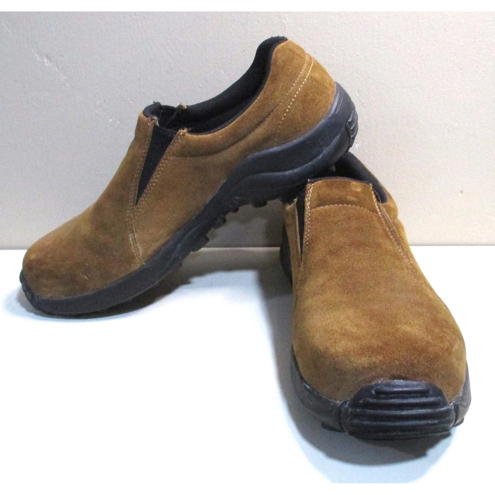 Brazos Mens Golden Brown Suede Slip On Work Shoes Loafers Size 11 BR9041